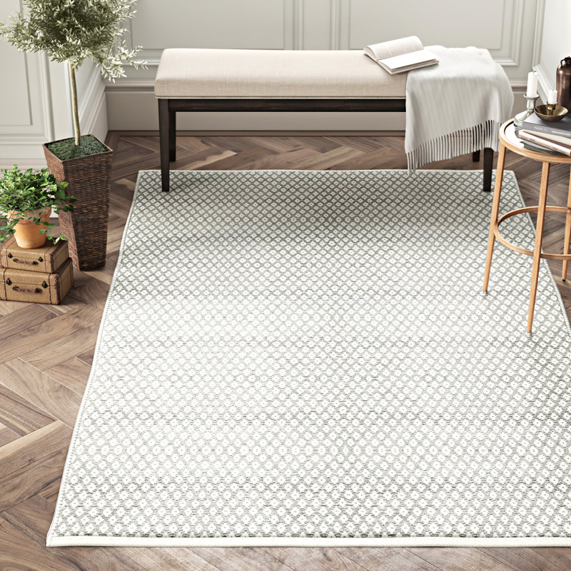 Birch Lane™ Andréa Geometric Handmade Flatweave Cotton Gray Area Rug
